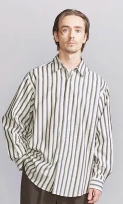 美品 '24BEAUTY&YOUTH ストライプフォルムシャツ オフホワイト M