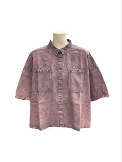 【新品】ルピリアン ショート丈半袖シャツ デニムケミカル加工 パープルのサムネイル