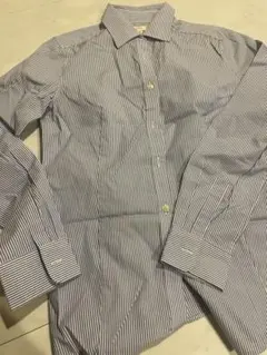 青と白のストライプ長袖シャツ　Mサイズ