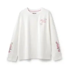 メゾピアノ ベリエちゃん袖アップリケTシャツ 화이트