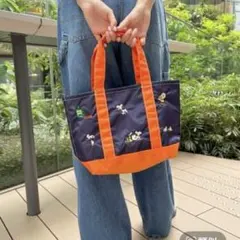 スヌーピー 刺繍 トートバッグ ネイビー