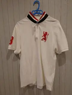 ジョルダーノ　ポロシャツ XL　白赤①