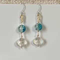 1点500円＊シンプル♪ハンドメイド夏ピアス♪波と貝殻＊