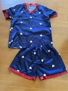 ハート柄 ルームウェア セットアップ ネイビー　パジャマ
