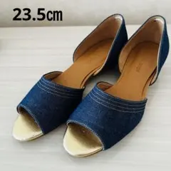 chiaki katagiri デニム オープントゥパンプス 23.5 日本製のサムネイル