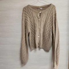 ADOLESCENCE ベージュ ケーブル編み カーディガン