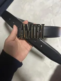 AMIRI ロゴ入り ブラックレザーベルト