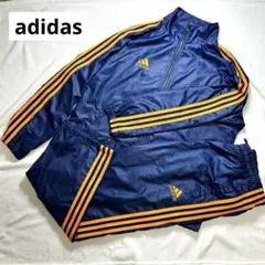 adidas ウインドブレーカー上（M）下（L）セット ネイビー×オレンジ
