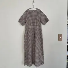 gita sopo 半袖チェック柄ロングワンピース