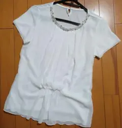 COMME CA ISM シフォン 半袖カットソー サイズM