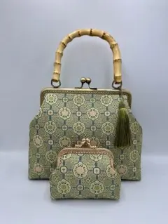 ハンドメイド】 大島紬 着物リメイク ハンド バッグ 4点セット #818
