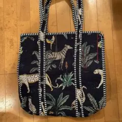 動物柄ネイビーコットントートバッグ