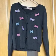 mezzo piano リボンカーディガン 黒