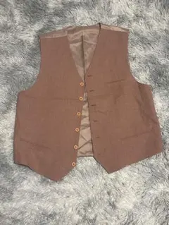 ブラウン スーツベスト ポリエステル混紡