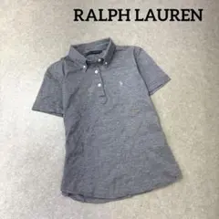 RALPH LAUREN ボタンダウン 半袖 ポロシャツ 刺繍ロゴ グレー M