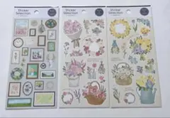 セリア シール 花　デザインシール 額縁 BloomingFlowers