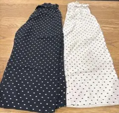 ドット柄 ワイドパンツ ホワイト・ブラック