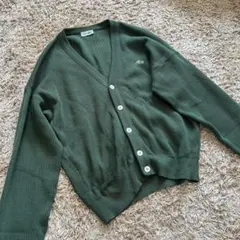 CHEMISE LACOSTE　Vネック リブニットカーディガン グリーン