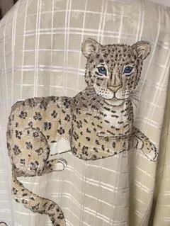 伊太利屋 新品未使用 ヒョウ刺繍チェックロングシャツのサムネイル