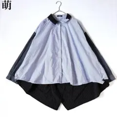 【25SS】未使用級♡モユル ストライプ柄 アシンメトリー切り替えビッグシャツのサムネイル