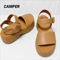 美品☆CAMPER TASHA 厚底レザーサンダル キャメル 軽量　35のサムネイル
