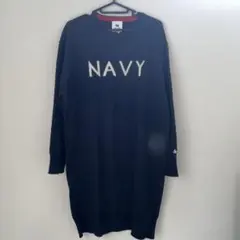 ネイビー ロングワンピース NAVY刺繍