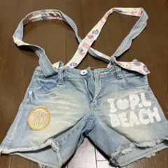 ピンクラテ デニムサスペンダーショートパンツ XS