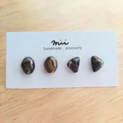 No.222 天然石 タイガーアイ 小ぶり ピアス ステンレス