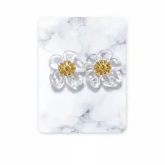 クリアフラワーピアス ゴールド 透明 花