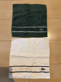 ラコステ タオル ハンカチ 2枚 セット グリーン ホワイト