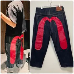 現行EVISU Lot.2038 W33×L30 レッド大黒 ビッグカモメのサムネイル