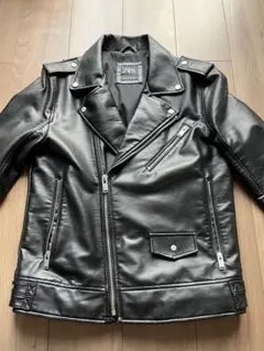 ZARA フェイクレザー ライダースジャケット ブラック Mサイズ