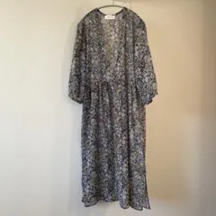 ボタニカル柄 シフォン ロング カーディガンのサムネイル