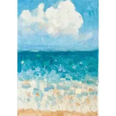 原画・油彩「夏の海」絵画・サムホール （16×23㎝）アート・キャンバス