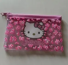 ハローキティ ラメ入りポーチ ヒョウ柄キティ ピンク