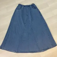デニムブルー フレアスカート ゴムウエスト