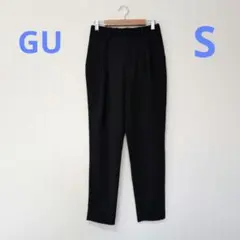 ジーユー　イージークロップドテーパードパンツ（ストライプ)　ブラック　Sのサムネイル
