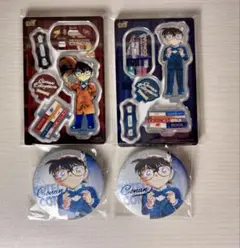 名探偵コナン　海外　アクリルスタンド　缶バッジ　原作絵　江戸川コナン