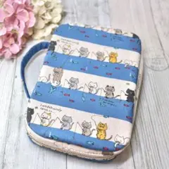 【ハンドメイド】釣り猫☆お薬手帳ケース