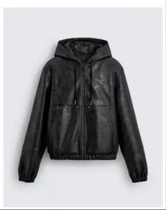 ZARA フェイクレザーフーデッドジャケット Mサイズ ブラックのサムネイル