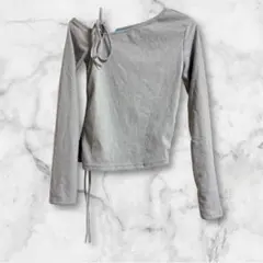 グレー 片肩デザイン 長袖トップス　新品未使用　24時間以内配送　匿名配送