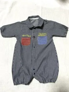 ストライプ柄 ロンパース50-60cm バースデイ