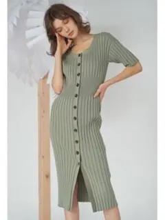 snidel ワイドリブ前あきニットワンピース