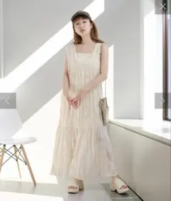 Kastane シアージャガードレースノースリワンピース