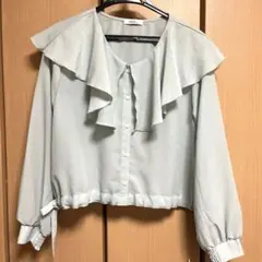 earth music &ecologyフリル付きミント色ブラウス