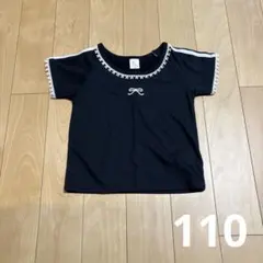 試着のみ micorrid レースリボン Tシャツ 刺繍 ブラックのサムネイル