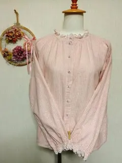 サマンサモスモス 襟刺繍シャーリング前後2WAYブラウス