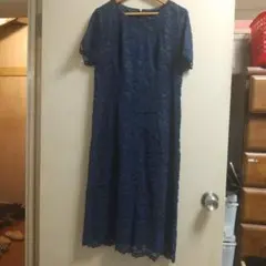 ネイビー レース ドレス 半袖