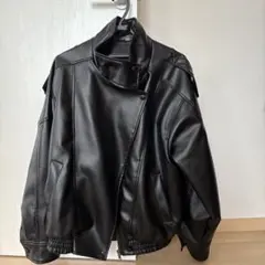 ZARA風　ブラック レザー ライダースジャケット