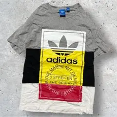 adidas アディダス 総柄プリントTシャツ モノクロロゴテキスト 半袖 M 